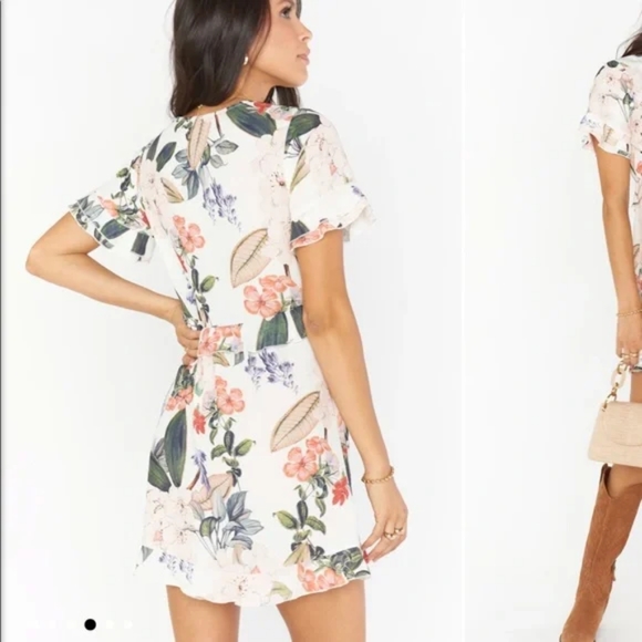 Show Me Your Mumu Virginia Floral Print Babydoll Mini Dress White Small - Picture 3 of 7